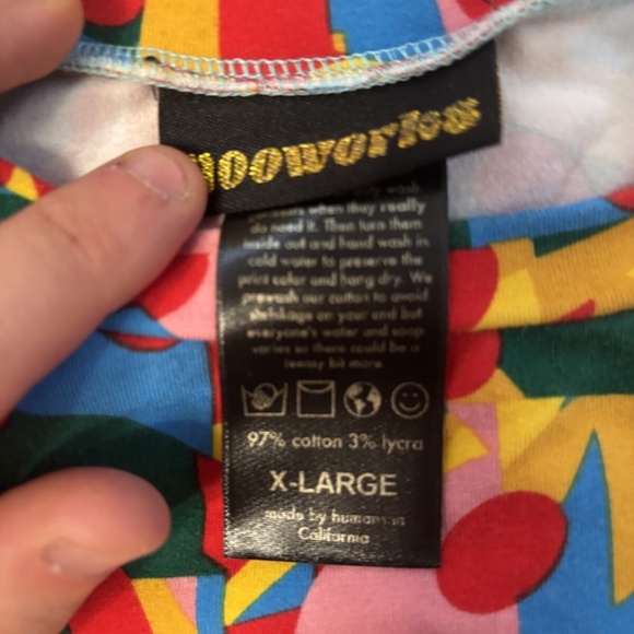 Nooworks Macarena Tee Dress Colorful Print Cotton Stretchy Mini Size XL - Picture 2 of 3